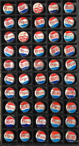 PEPSI PEPSI-COLA & MOUNTAIN DEW BOTTLE CAPS; 50 VINTAGE USED CORK-LINED CROWNS