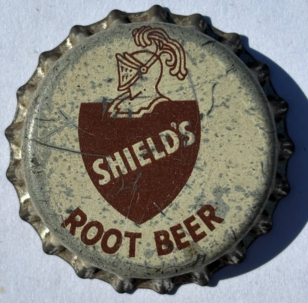 SHIELD'S ROOT BEER SODA BOTTLE CAP; SPRINGFIELD, OH; PRE-1970; UNUSED CROWN