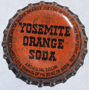 YOSEMITE ORANGE SODA BOTTLE CAP;  SAN FRANCISCO, CA; USED CORK CROWN, tough