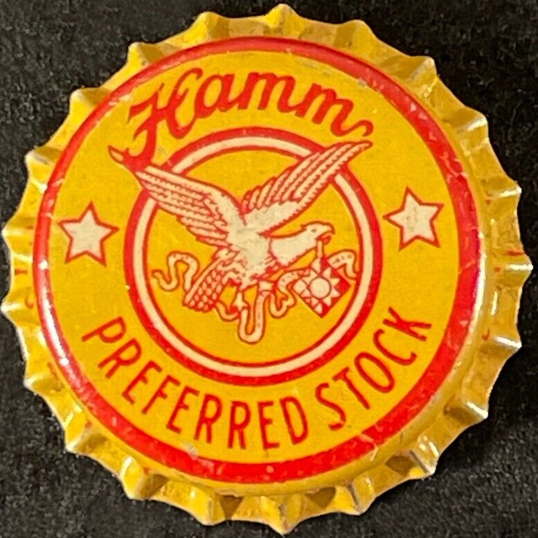 HAMMS DULL MUSTARD YELLOW UNUSED CORK BEER BOTTLE CAP SAINT PAUL MINNESOTA CROWN