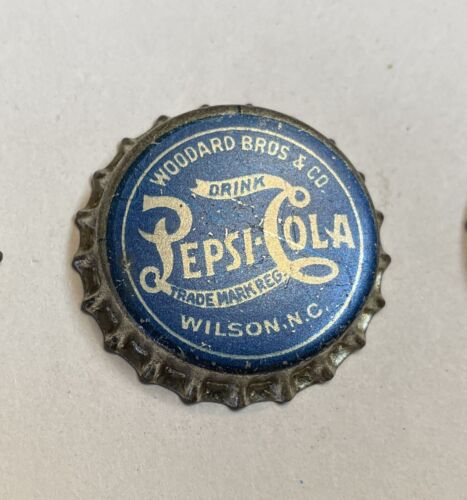 BLUE Pepsi cola SODA crown bottle cap dot top cork acl cone flat tin WILSON NC