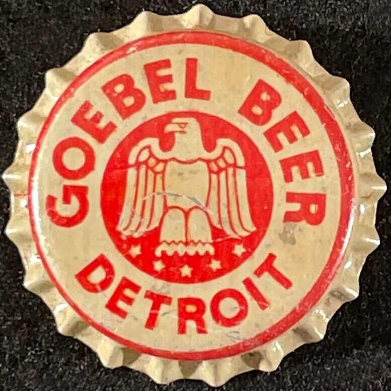 GOBEL BEER WWII WARTIME GRAY UNUSED CORK LINED BOTTLE CAP DETROIT MICHIGAN CROWN