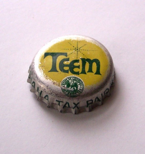 TEEM SODA BOTTLE CAP LOUISIANA TAX PAID USED CORK BACKED POP BOTTLE CAP CROWN