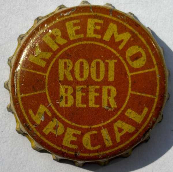 KREEMO light ROOT BEER SPECIAL; NP;  1927-34; SODA BOTTLE CAP; USED CORK CROWN