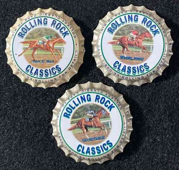 3 ROLLING ROCK PLASTIC LINED BEER BOTTLE CAP LATROBE BREW PENNSYLVANIA PA CROWNS