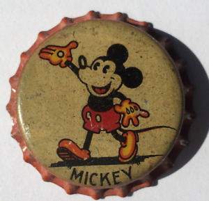 MICKEY MOUSE ORANGE SODA BOTTLE CAP; 1935-39; WALT DISNEY; UNUSED CORK CROWN