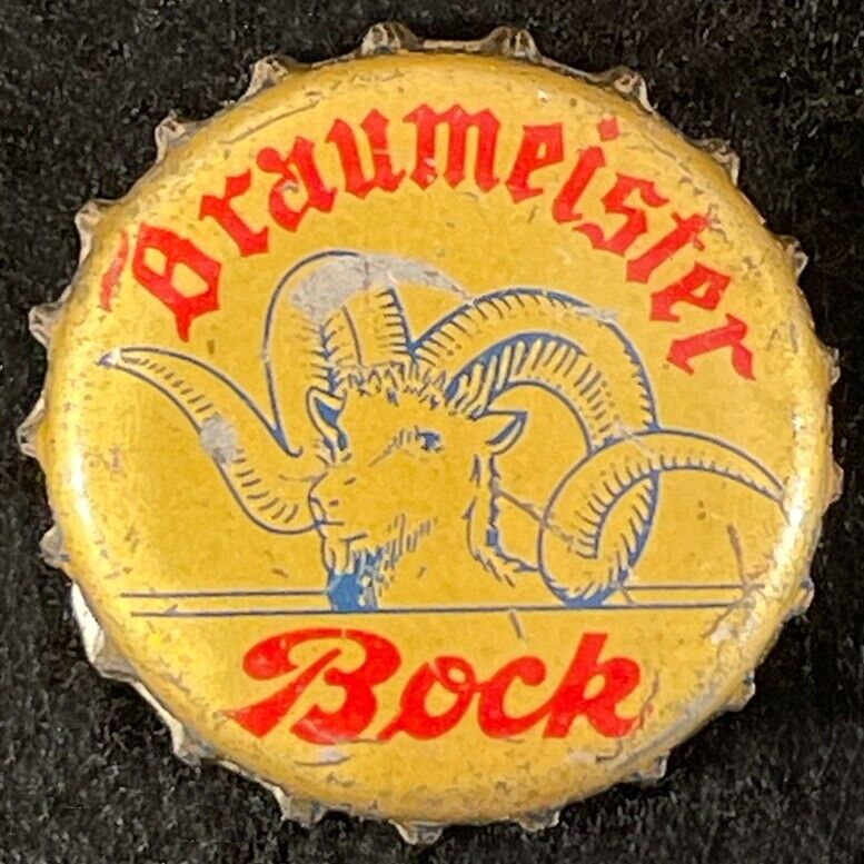 BRAUMEISTER BOCK GOLD CORK LINED BEER BOTTLE CAP MILWAUKEE WISCONSIN WISC CROWNS