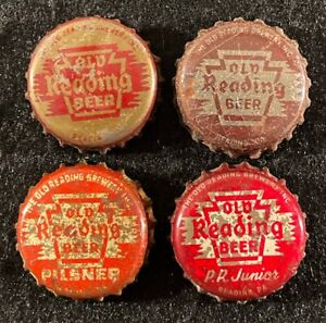 4 OLD READING PA KEYSTONE CORK LINED BEER BOTTLE CAP PENNSYLVANIA VINTAGE CROWNS