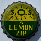 S.O.S. LEMON ZIP SODA BOTTLE CAP; CLEVELAND, OHIO; USED CORK CROWN