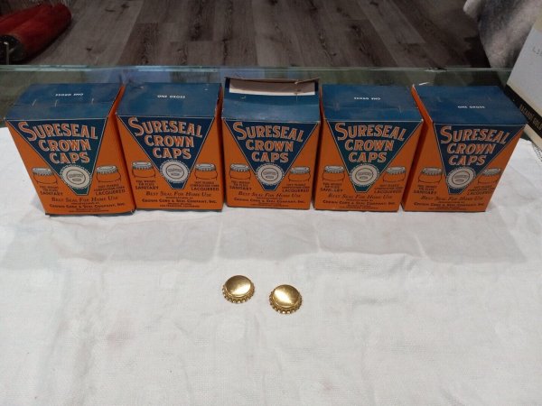 Vintage Sure Seal Crown Caps Bottle Caps Lot Of 5