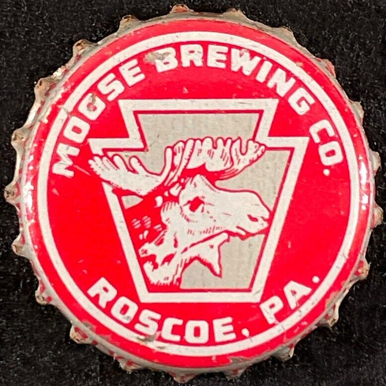 MOOSE BREWNG CORK LINED BEER BOTTLE CAP ROSCOE PENNSYLVANIA VINTAGE PA TAX CROWN
