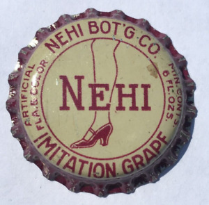 NEHI LEG STYLE GRAPE SODA BOTTLE CAP; VINTAGE USED CORK CROWN