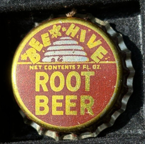 BEEHIVE ROOT BEER SODA BOTTLE CAP; BRIGHAM CITY, UTAH; VINTAGE UNUSED CORK CROWN