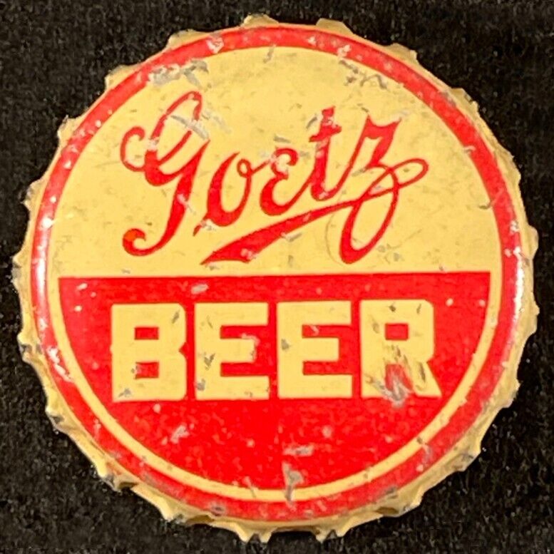 GOETZ BEER RED/WHITE CORK LINED BEER BOTTLE CAP SAINT JOSEPH, MISSOURI MO CROWNS
