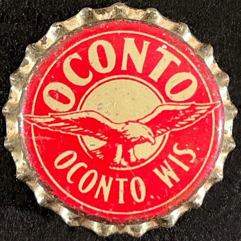 OCONTO EAGLE UNUSED CORK LINED BEER BOTTLE CAP OCONTO WISCONSIN VINTAGE WI CROWN