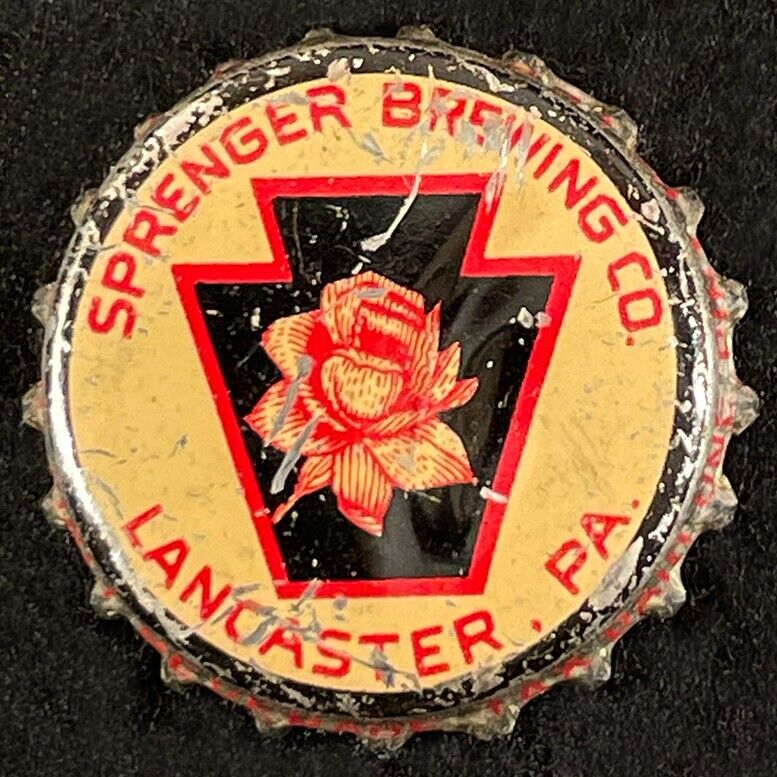 SPRENGER ROSE CORK LINED BEER BOTTLE CAP LANCASTER PENNSYLVANIA PA TAX CROWN OLD