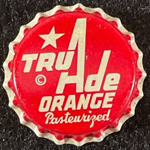 TRU-ADE ORANGE PASTEURIZED UNUSED CORK SODA BOTTLE CAP ~ CHICAGO ILLINOIS CROWNS