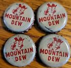 4 MOUNTAIN DEW HILLBILLY  BOTTLE CAPS CORK-LINED CROWN - BLOOMINGTON ILLINOIS