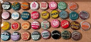 LARGE GROUP VINTAGE CORK LINED SODA BOTTLE CAP PINELLA RED POP ROCK SPRING CROWN