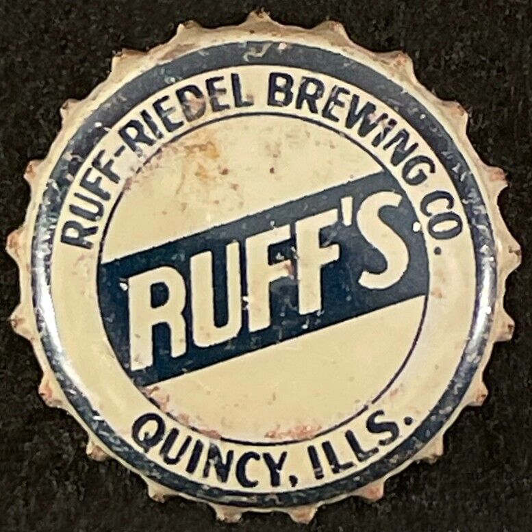 RUFF'S WWII WARTIME GRAY CORK LINED BOTTLE CAP RUFF-RIEDEL QUINCY ILLINOIS CROWN