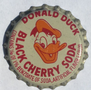 DONALD DUCK BLACK CHERRY SODA BOTTLE CAP; CHATTANOOGA, TN; UNUSED CORK CROWN