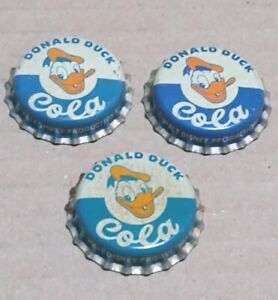 DONALD DUCK Lot 3 Cola Soda Bottle Caps Crown SALEM MASS WALT DISNEY Cork Unused