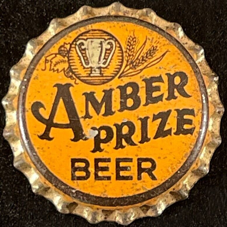 AMBER PRIZE BEER CORK LINED BOTTLE CAP STEVENS POINT BEVERAGE WISCONSIN CROWN WI