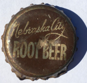 NEBRASKA CITY ROOT BEER SODA BOTTLE CAP; NEBRASKA CITY, NEBR.; USED CORK CROWN