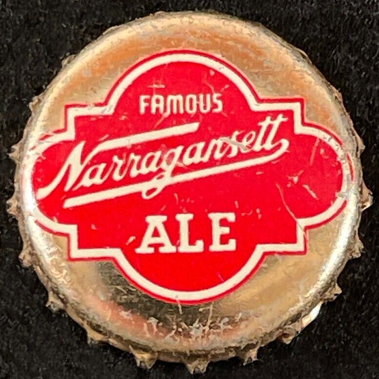 NARRAGANSETT ALE •RED SHIELD• CORK BOTTLE CAP ~ CRANSTON, RHODE ISLAND RI CROWNS
