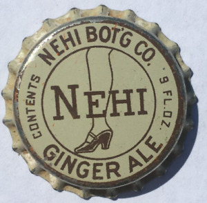 NEHI LEG STYLE GINGER ALE SODA BOTTLE CAP; 1934-38; UNUSED CORK-LINED CROWN