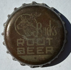 BUCK'S ROOT BEER SODA BOTTLE CAP; BUCK BOT. CO., COLUMBUS, GA; USED CORK CROWN
