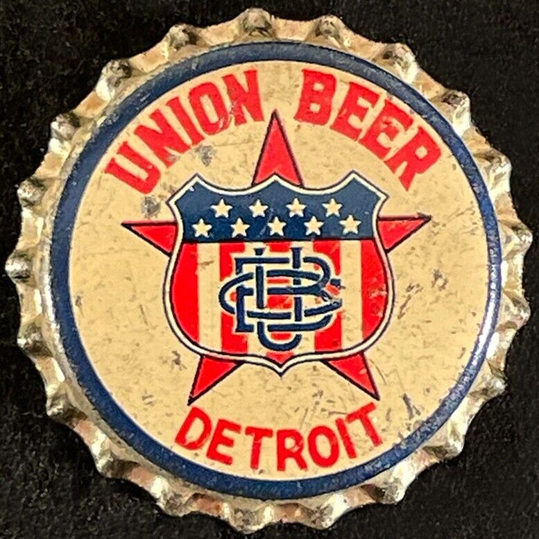 UNION BEER UNUSED CORK LINED BEER BOTTLE CAP DETROIT MICHIGAN VINTAGE CROWNS OLD