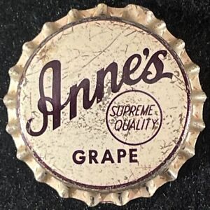 ANNE'S GRAPE UNUSED CORK SODA BOTTLE CAP COCA-COLA JONESBORO ARKANSAS COKE CROWN
