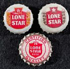 3 LONE STAR CORK LINED BEER BOTTLE CAPS SAN ANTONIO TEXAS TEX CROWNS TX ANTIQUES