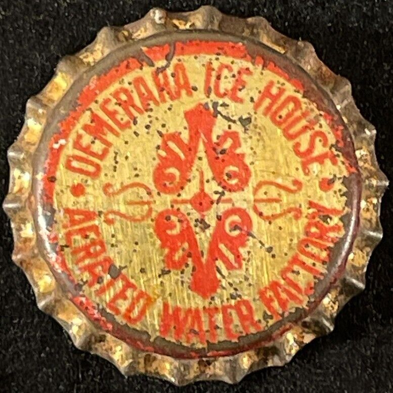 DEMERARA ICE HOUSE SOLID CORK LINED SODA BOTTLE CAP BRITISH GUIANA VINTAGE CROWN