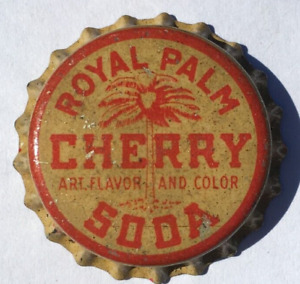 ROYAL PALM CHERRY SODA POP BOTTLE CAP; UNUSED CORK-LINED CROWN