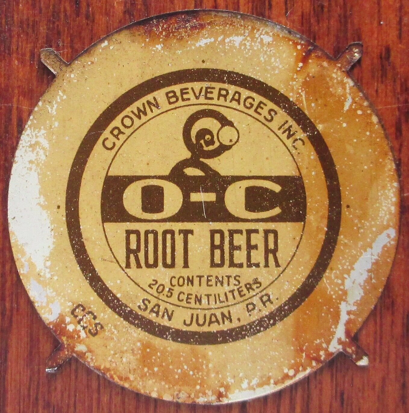 CRUSH O-C ROOT BEER Soda Cork Bottle Cap Slug, Crown Beverages, San Juan PR
