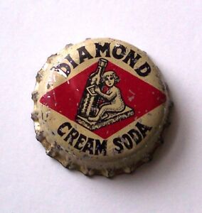 DIAMOND CREAM SODA BOTTLE CAP USED CORK BACKED POP BOTTLE CAP CROWN RARE!!!!!