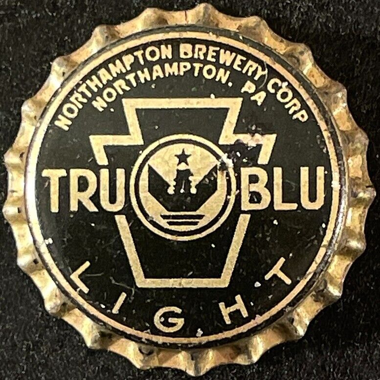 TRU BLU LIGHT UNUSED CORK BEER BOTTLE CAP NORTHAMPTON PENNSYLVANIA OLD PA CROWNS