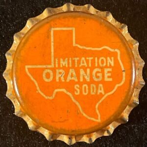 MAP of TEXAS IMITATION ORANGE SODA UNUSED CORK LINED BOTTLE CAP UNKNOWN CROWN TX