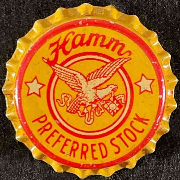 HAMMS DULL MUSTARD YELLOW UNUSED CORK BEER BOTTLE CAP SAINT PAUL MINNESOTA CROWN