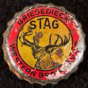 STAG CORK LINED BEER BOTTLE CAP ~ GRIESEDIECK WESTERN BELLEVILLE ILLINOIS CROWNS