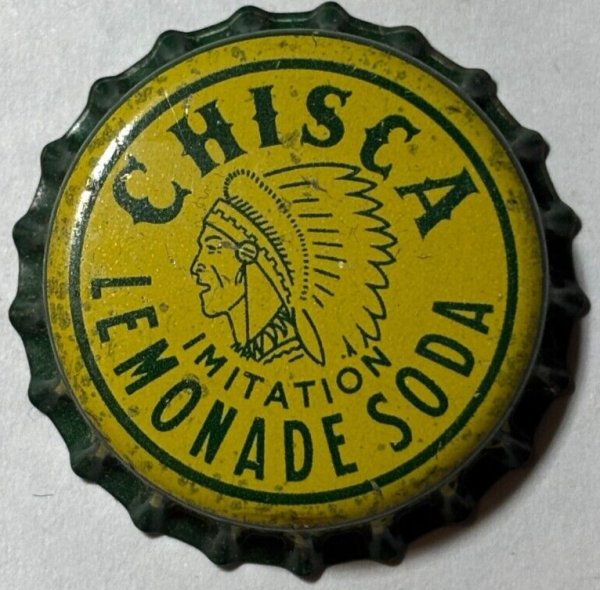 CHISCA LEMONADE SODA BOTTLE CAP; MEMPHIS, TN; UNUSED CORK CROWN, Indian chief
