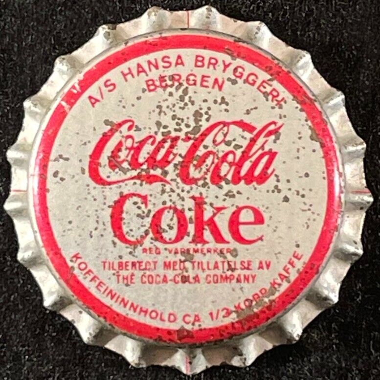 COCA-COLA PLASTIC LINED SODA BOTTLE CAP HANSA BRYGGERI BERGEN NORWAY COKE CROWNS