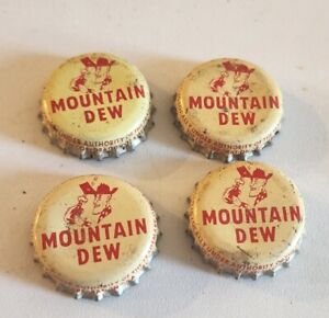 4 MOUNTAIN DEW Pepsi cola SODA crown bottle cap top cork acl Vintage