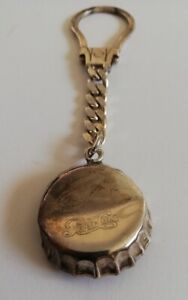 Vintage Solid Silver Keychain, Pepsi-Cola Bend Created Bottle Crown Cap, in Box