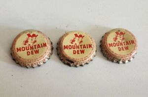 3 mint Used MOUNTAIN DEW Pepsi PIPESTONE MINN SODA crown bottle cap top cork vtg