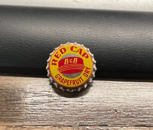 UNUSED RED CAP B & B DRY GRAPEFRUIT SODA POP BEVERAGE CORK BOTTLE CAP / CROWN