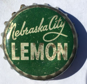 NEBRASKA CITY LEMON SODA BOTTLE CAP; NEBRASKA CITY, NEBR.; USED CORK CROWN