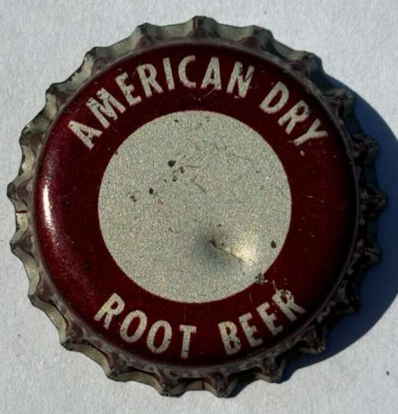 AMERICAN DRY ROOT BEER SODA BOTTLE CAP; MANCHESTER, NH; USED CORK-LINED CROWN